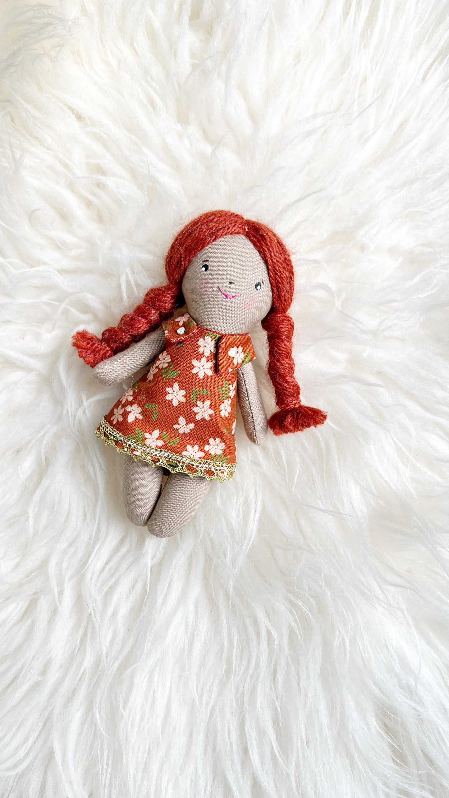 Mini Girl Doll, Girl Doll, Red Hair Doll, Dollhouse Doll