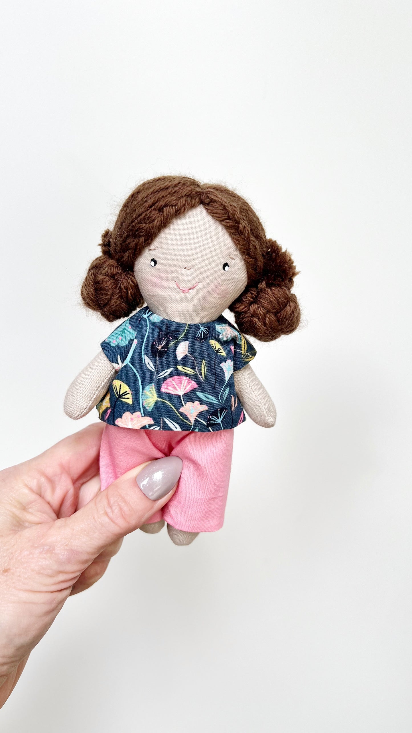 Mini Girl Doll, Girl Doll, Brown Hair Doll, Dollhouse Doll