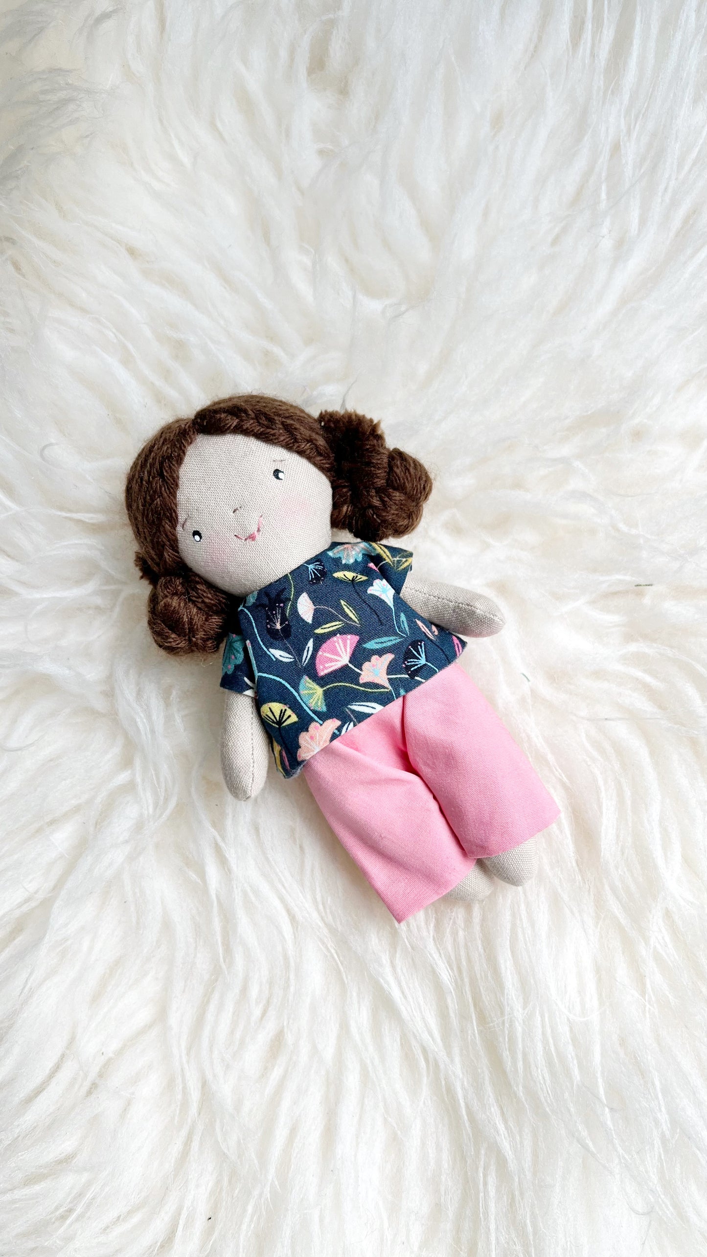 Mini Girl Doll, Girl Doll, Brown Hair Doll, Dollhouse Doll