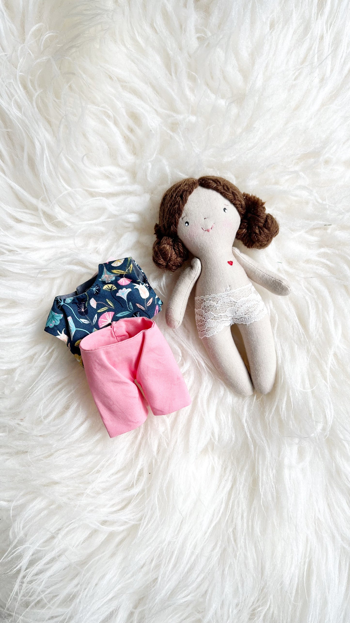 Mini Girl Doll, Girl Doll, Brown Hair Doll, Dollhouse Doll