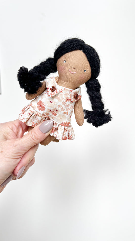 Mini Girl Doll, Girl Doll, Black Hair Doll, Dollhouse Doll