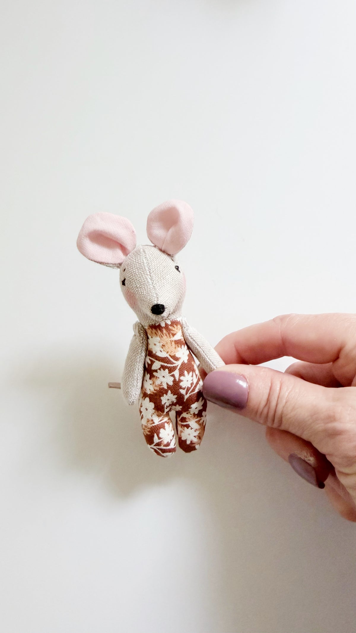 Baby Mouse Doll, Tiny Mouse, Mouse Family, Pink Floral mouse, Brown mouse