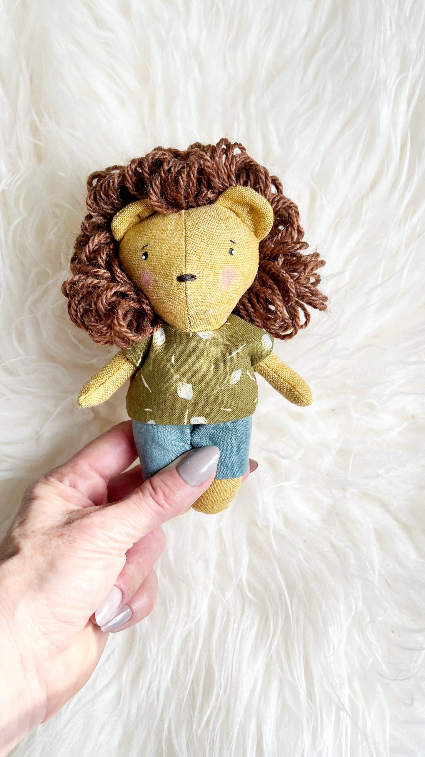 Mini Lion Doll, Lion Doll, Dollhouse Doll