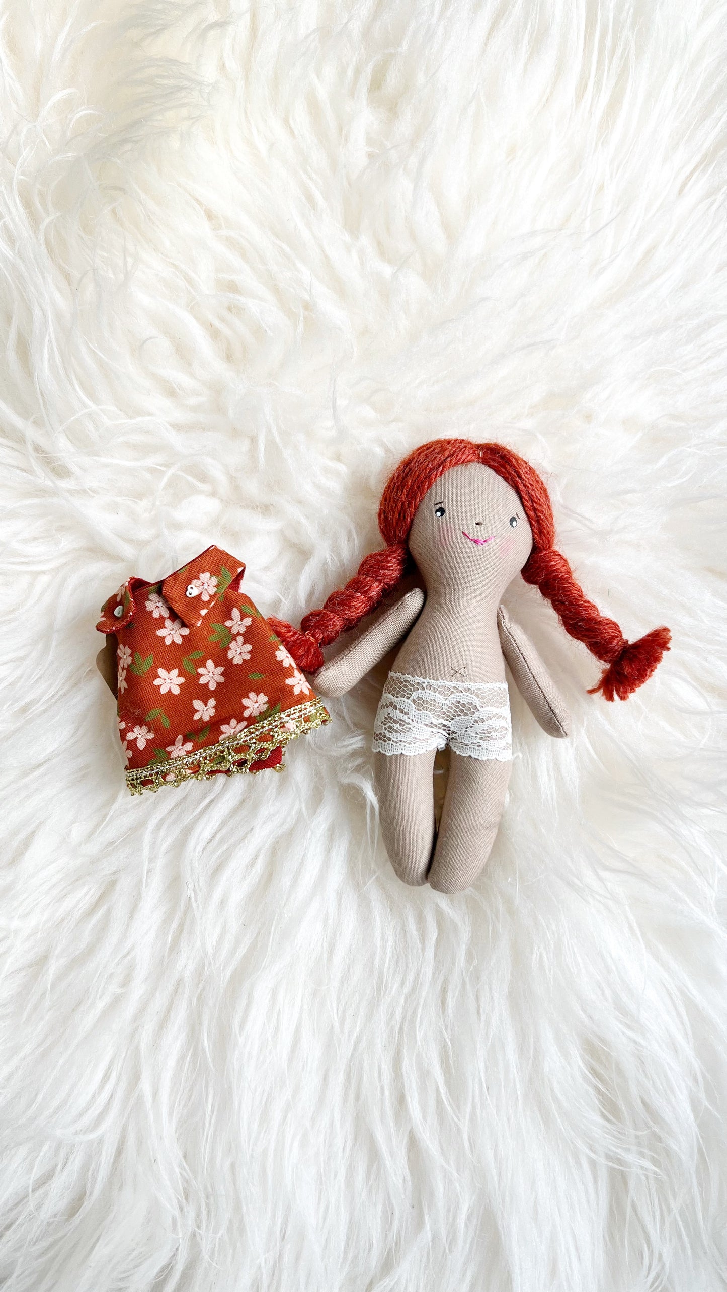 Mini Girl Doll, Girl Doll, Red Hair Doll, Dollhouse Doll