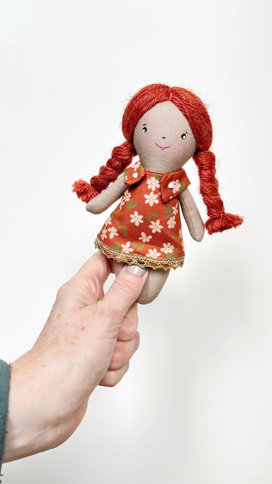 Mini Girl Doll, Girl Doll, Red Hair Doll, Dollhouse Doll