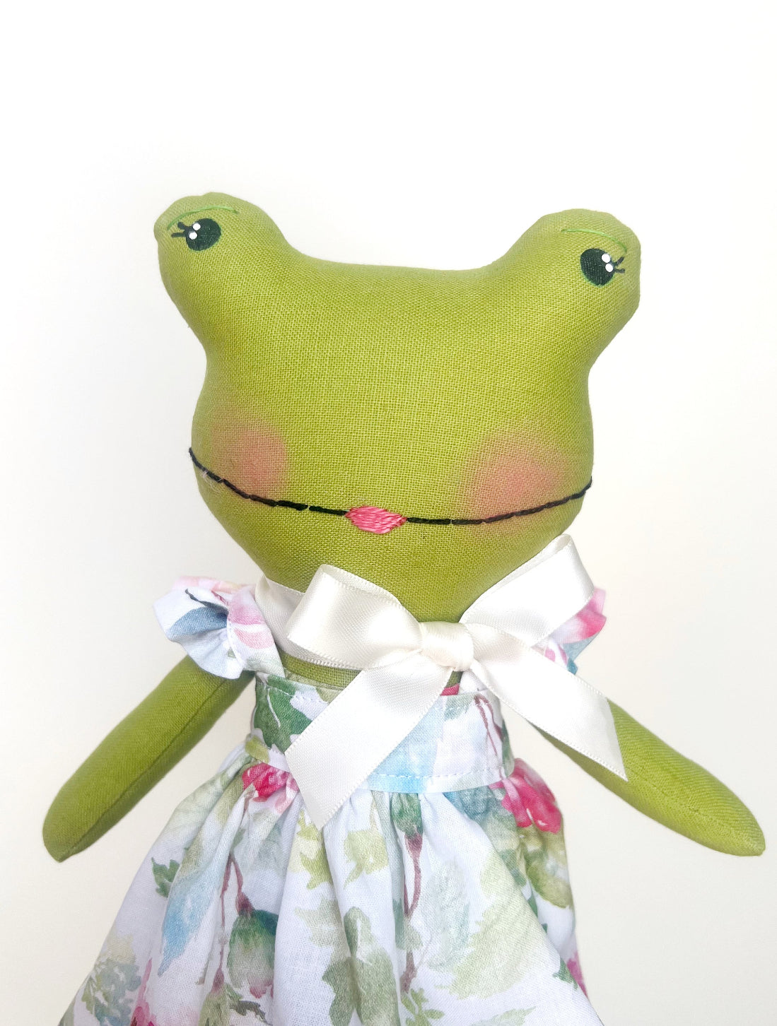 Frog doll, frog linen doll