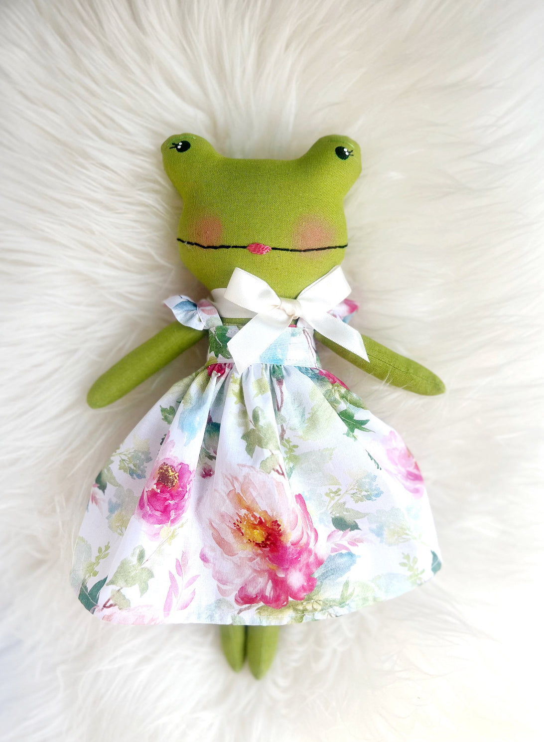 Frog doll, frog linen doll