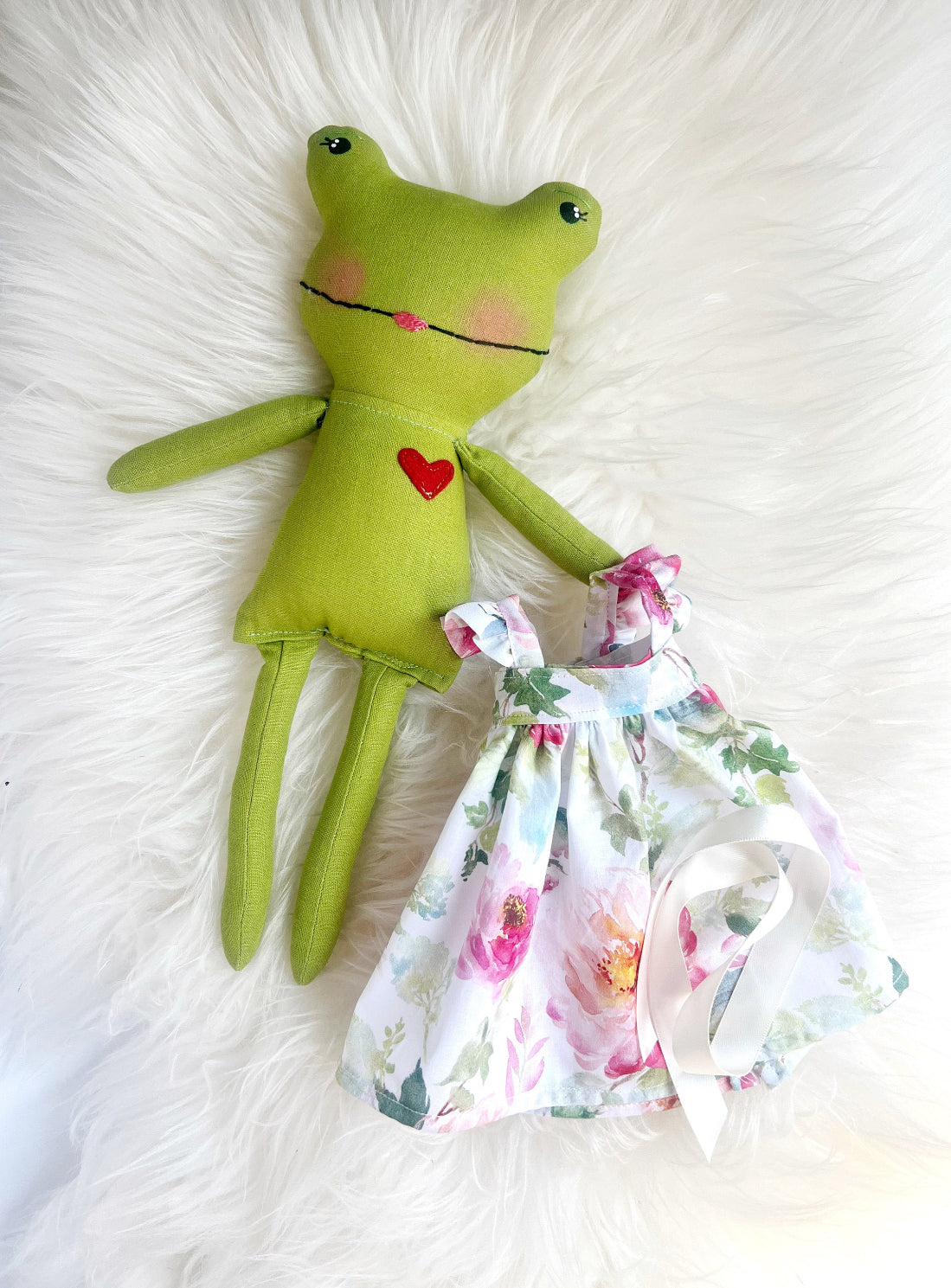 Frog doll, frog linen doll