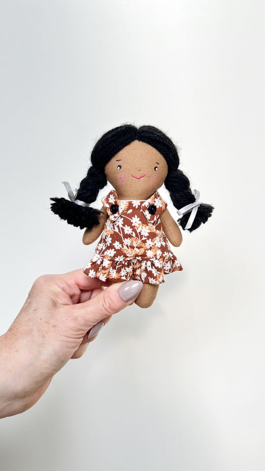 Mini Girl Doll, Girl Doll, Black Hair Doll, Dollhouse Doll