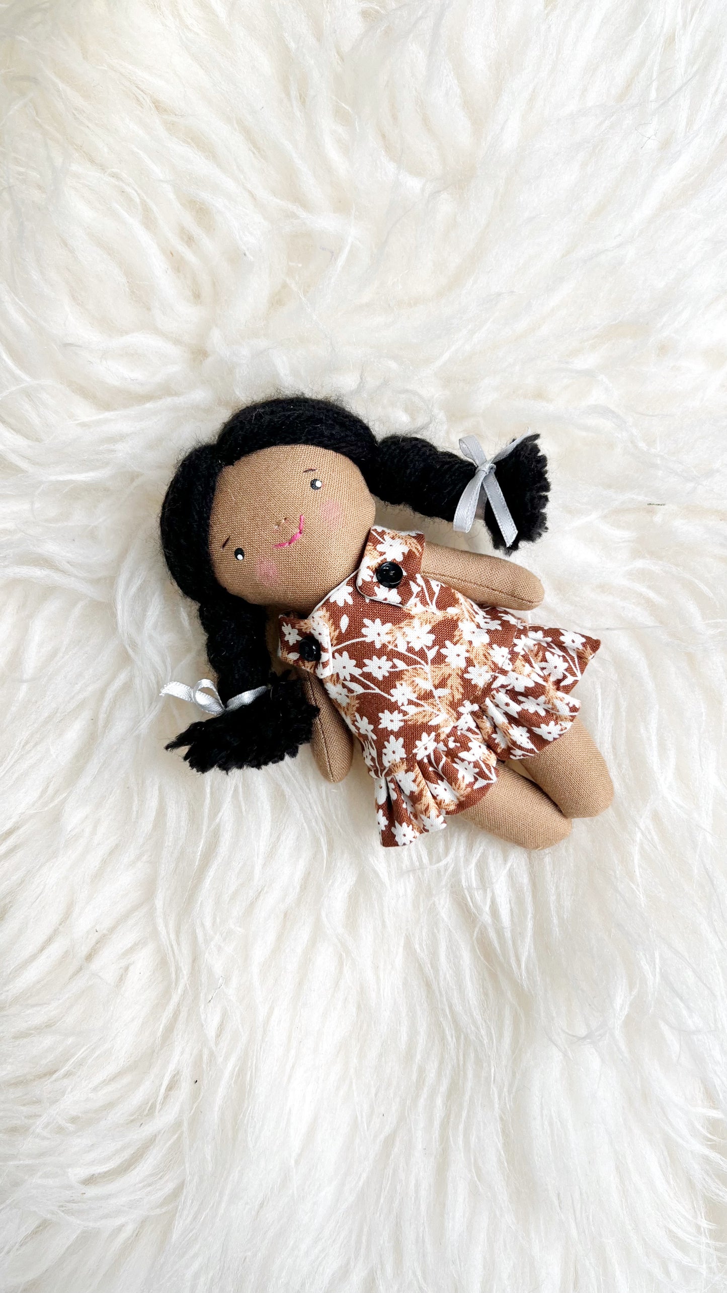Mini Girl Doll, Girl Doll, Black Hair Doll, Dollhouse Doll