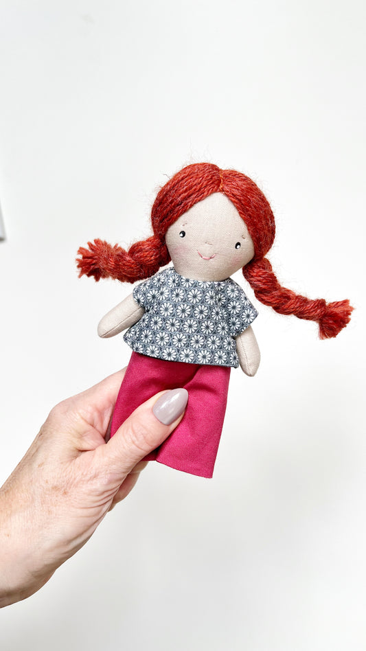 Mini Girl Doll, Girl Doll, Red Head Doll, Dollhouse Doll