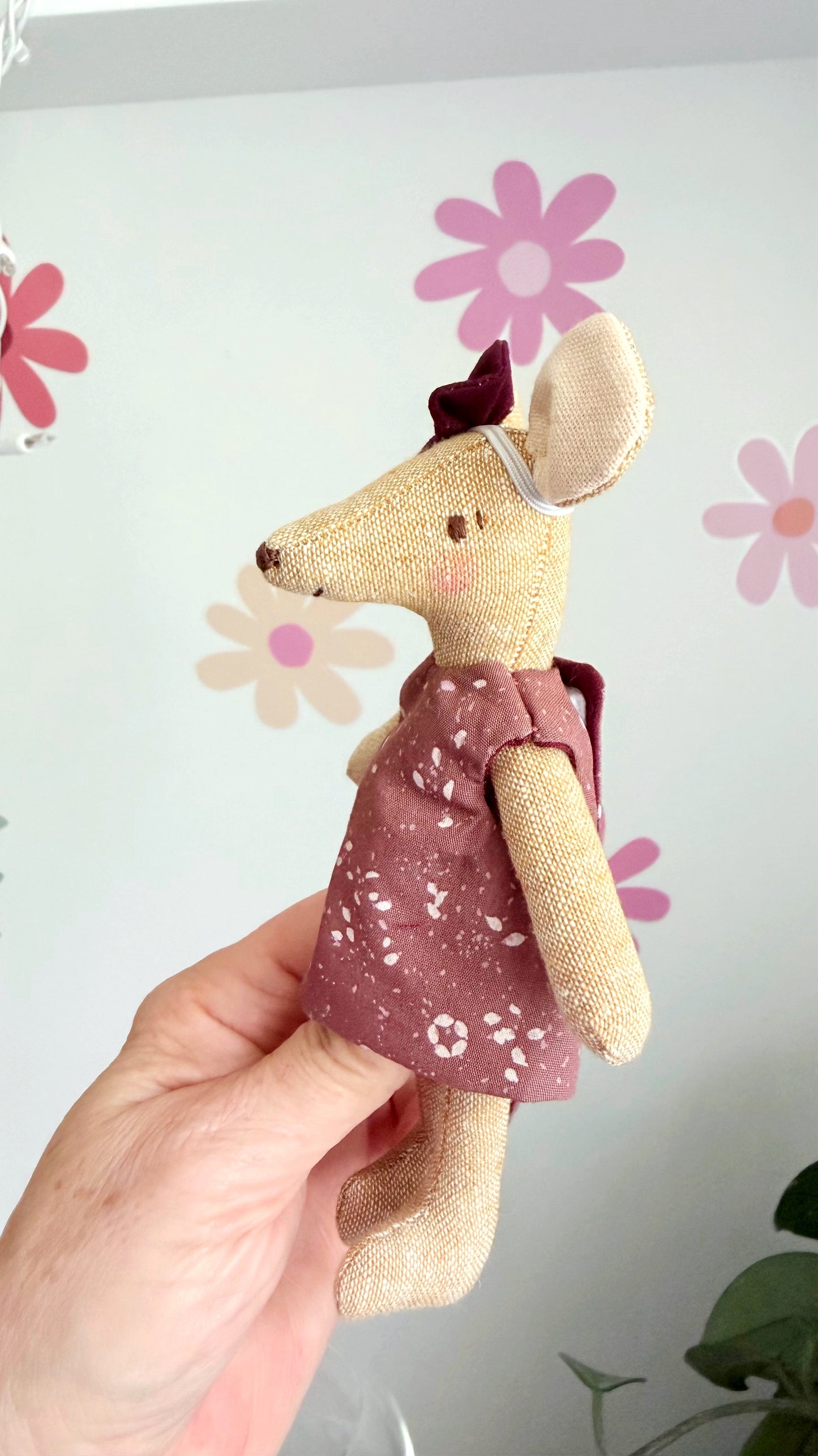 Maroon Pocket Mouse, Mouse Doll, Purple Mouse Doll