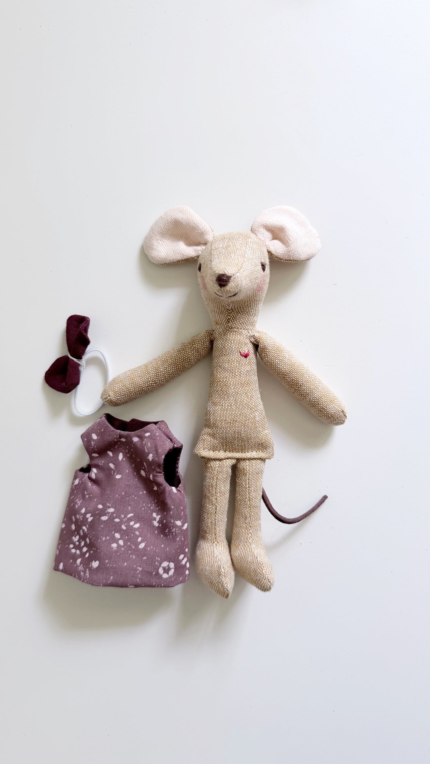 Maroon Pocket Mouse, Mouse Doll, Purple Mouse Doll