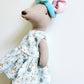 Blue floral Dress Pocket Mouse, Mouse Doll,  Mouse Doll