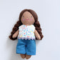 Mini Girl Doll, Girl Doll, Brown Hair Doll, Dollhouse Doll