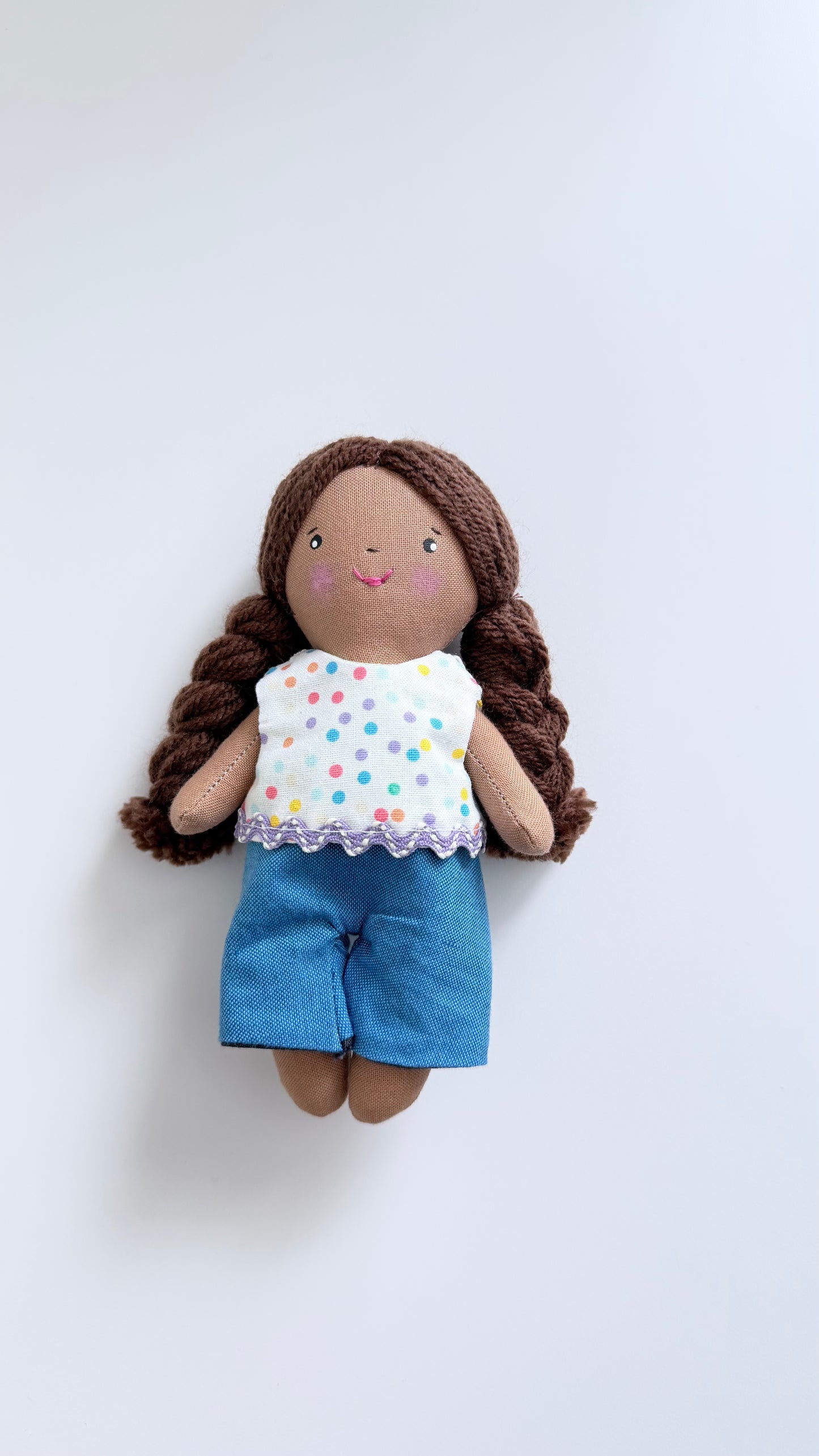 Mini Girl Doll, Girl Doll, Brown Hair Doll, Dollhouse Doll