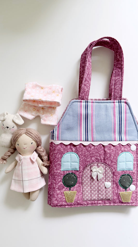 Travel Dollhouse, Pink Fabric Dollhouse