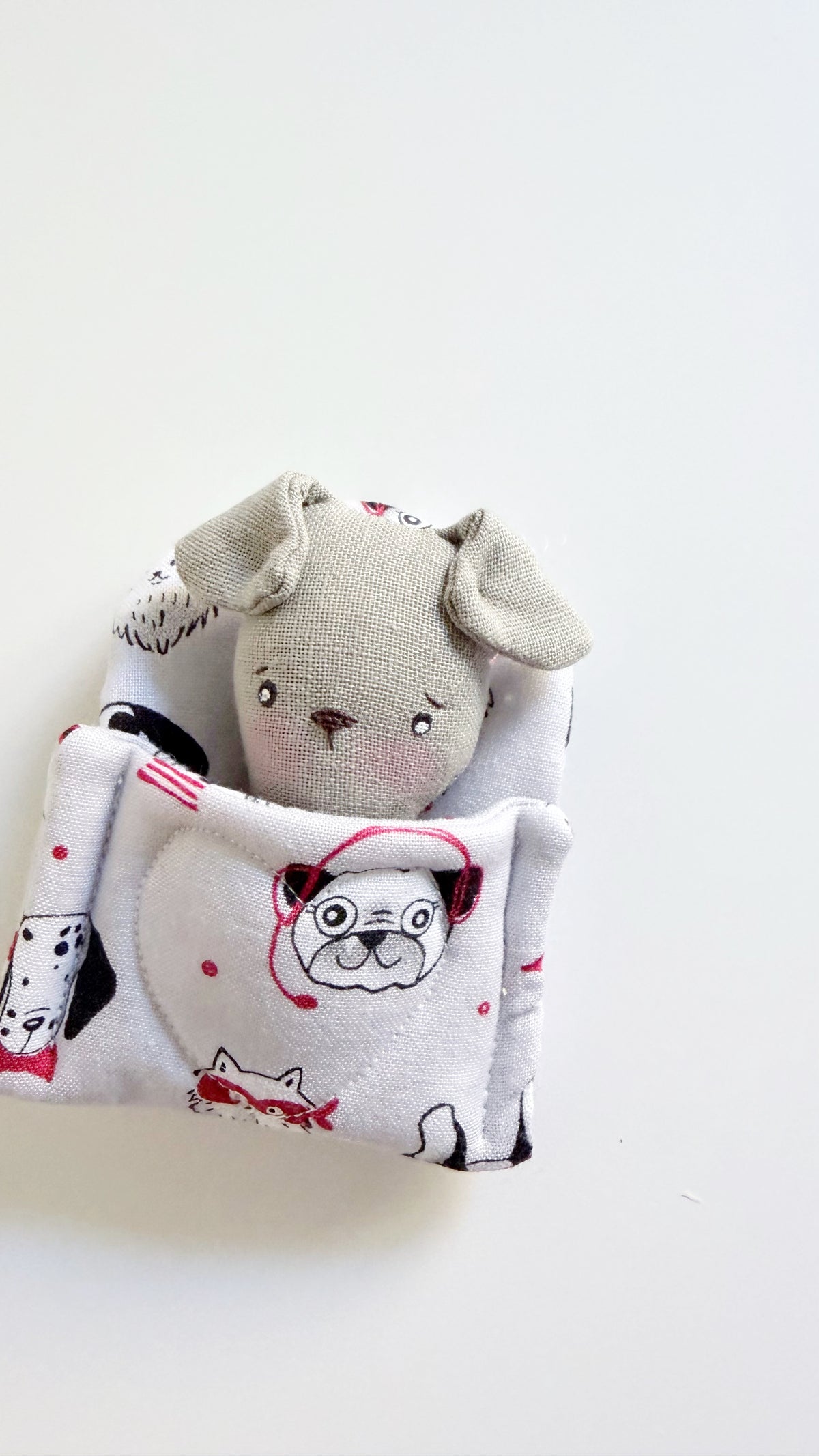Puppy cozy pal, puppy doll, Pocket Pal, Animal in a Bed, Dog doll,