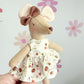 Brown Floral Pocket Mouse, Mouse Doll,  Mouse Doll