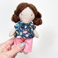 Mini Girl Doll, Girl Doll, Brown Hair Doll, Dollhouse Doll