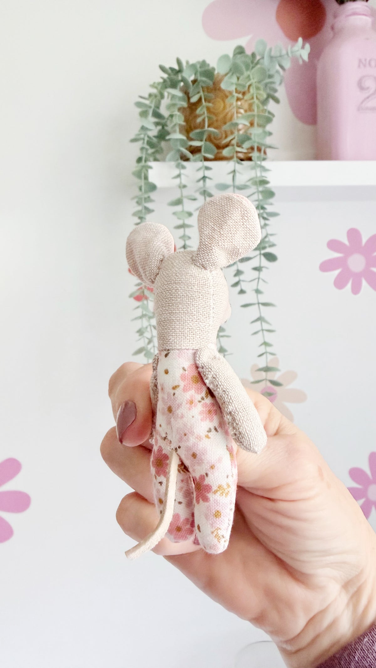 Baby Mouse Doll, Tiny Mouse, Mouse Family, Pink Floral mouse