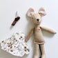 Brown Floral Pocket Mouse, Mouse Doll,  Mouse Doll