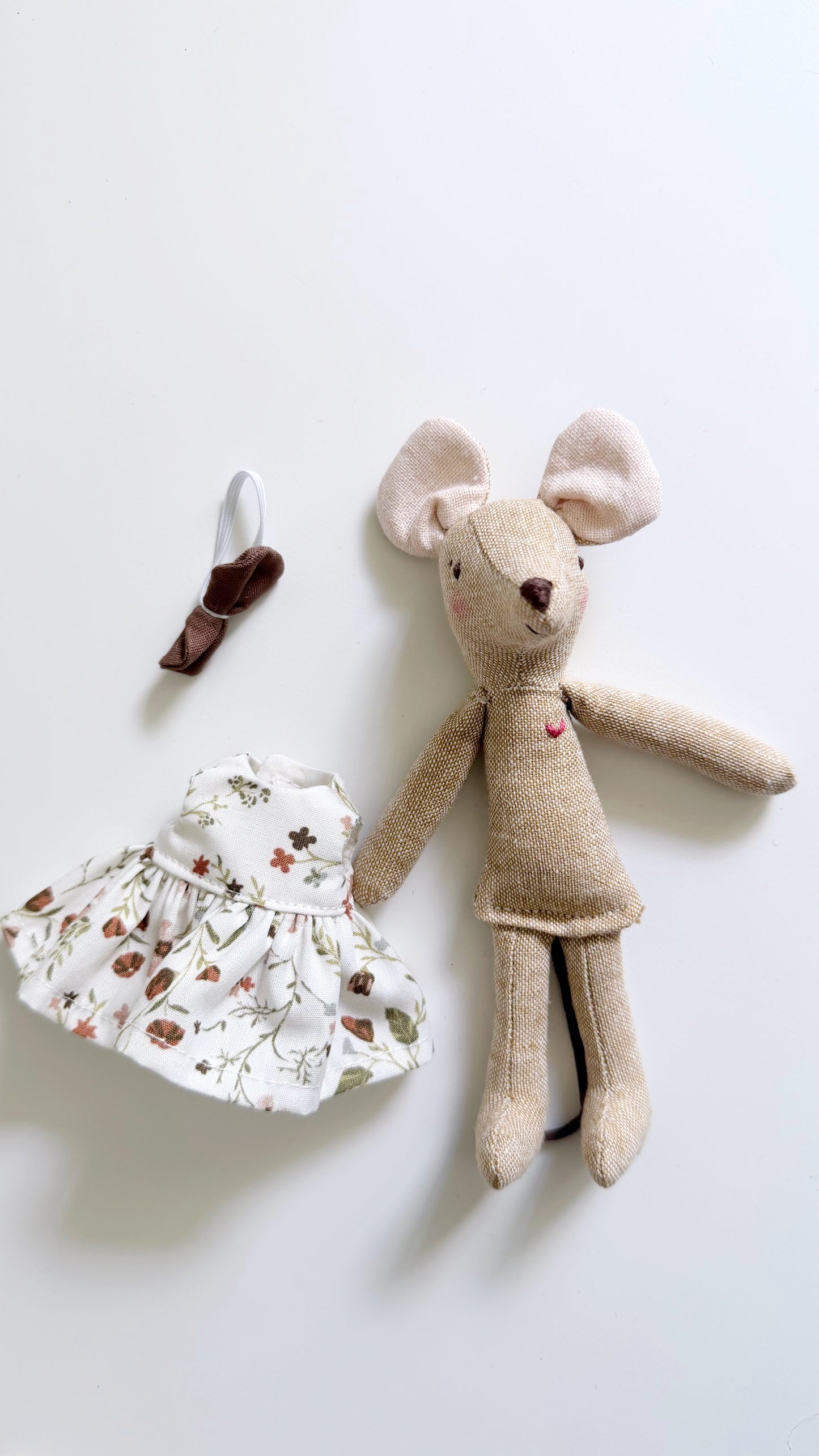 Brown Floral Pocket Mouse, Mouse Doll,  Mouse Doll