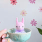 Pink Tea Cup Bunny, Bunny Doll, Pink Bunny,Bunny Plushie