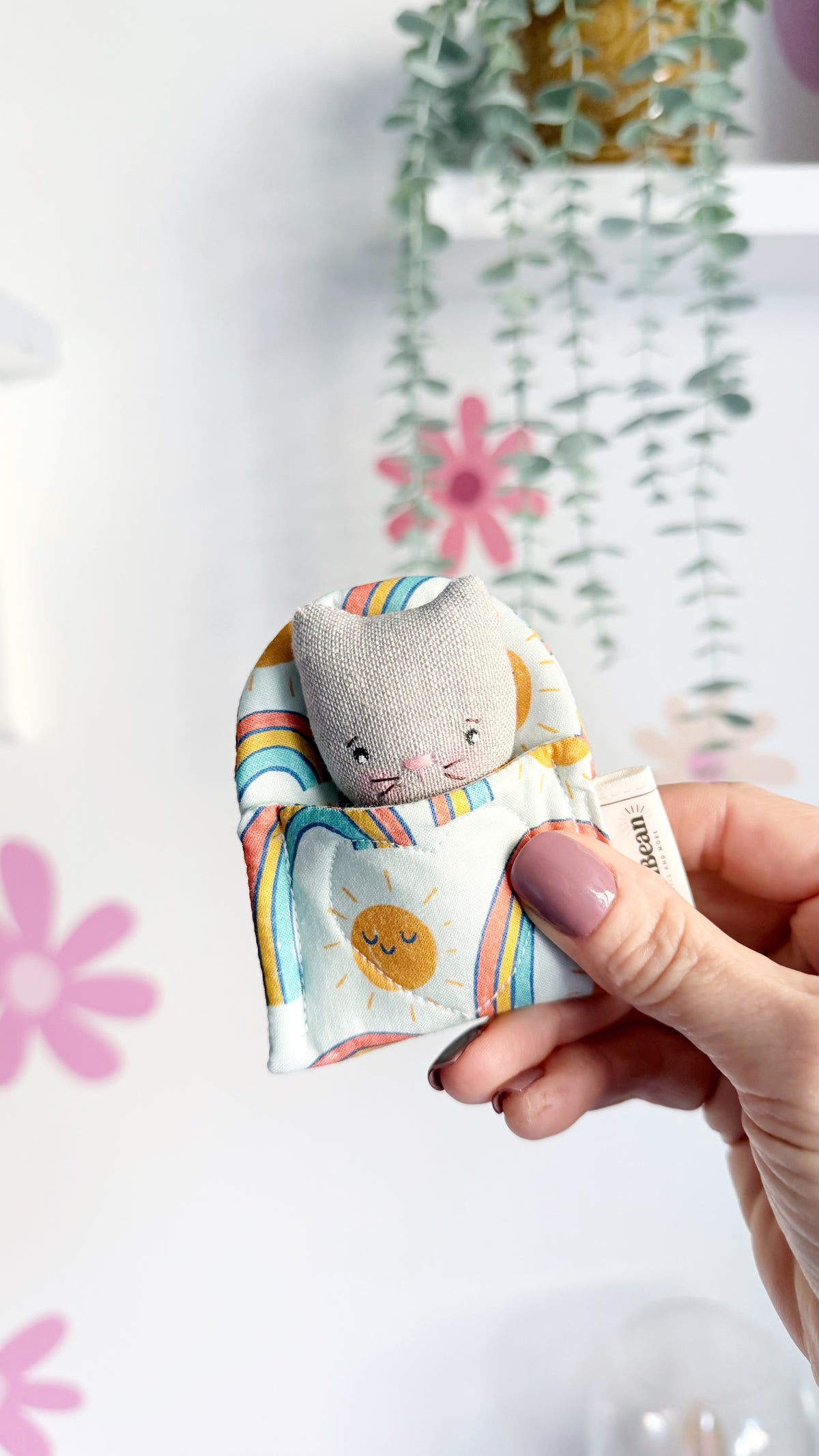 Cat cozy pal, cat doll, Pocket Pal, Animal in a Bed