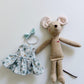 Blue Floral Pocket Mouse, Mouse Doll, Blue Mouse Doll