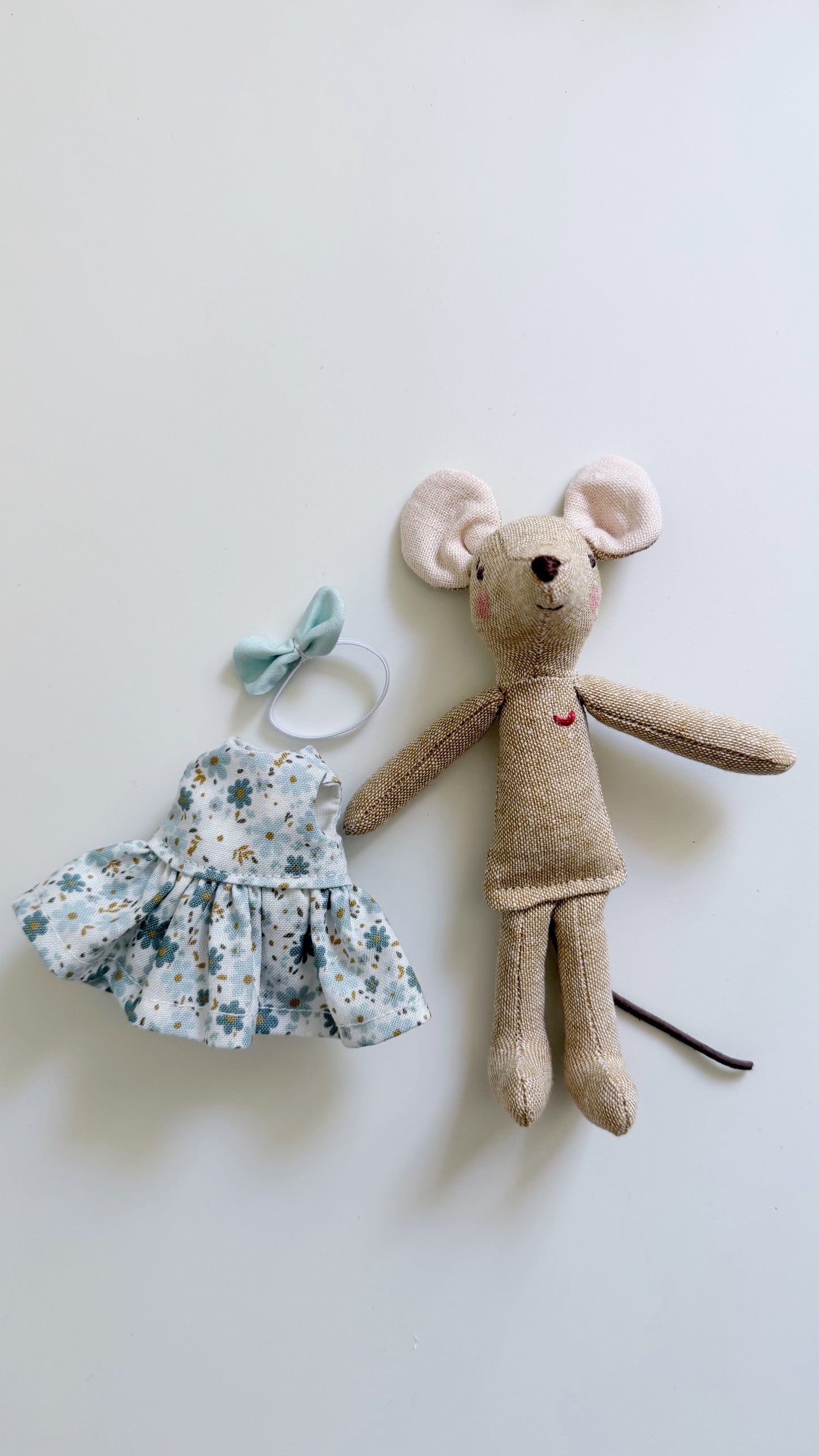 Blue Floral Pocket Mouse, Mouse Doll, Blue Mouse Doll