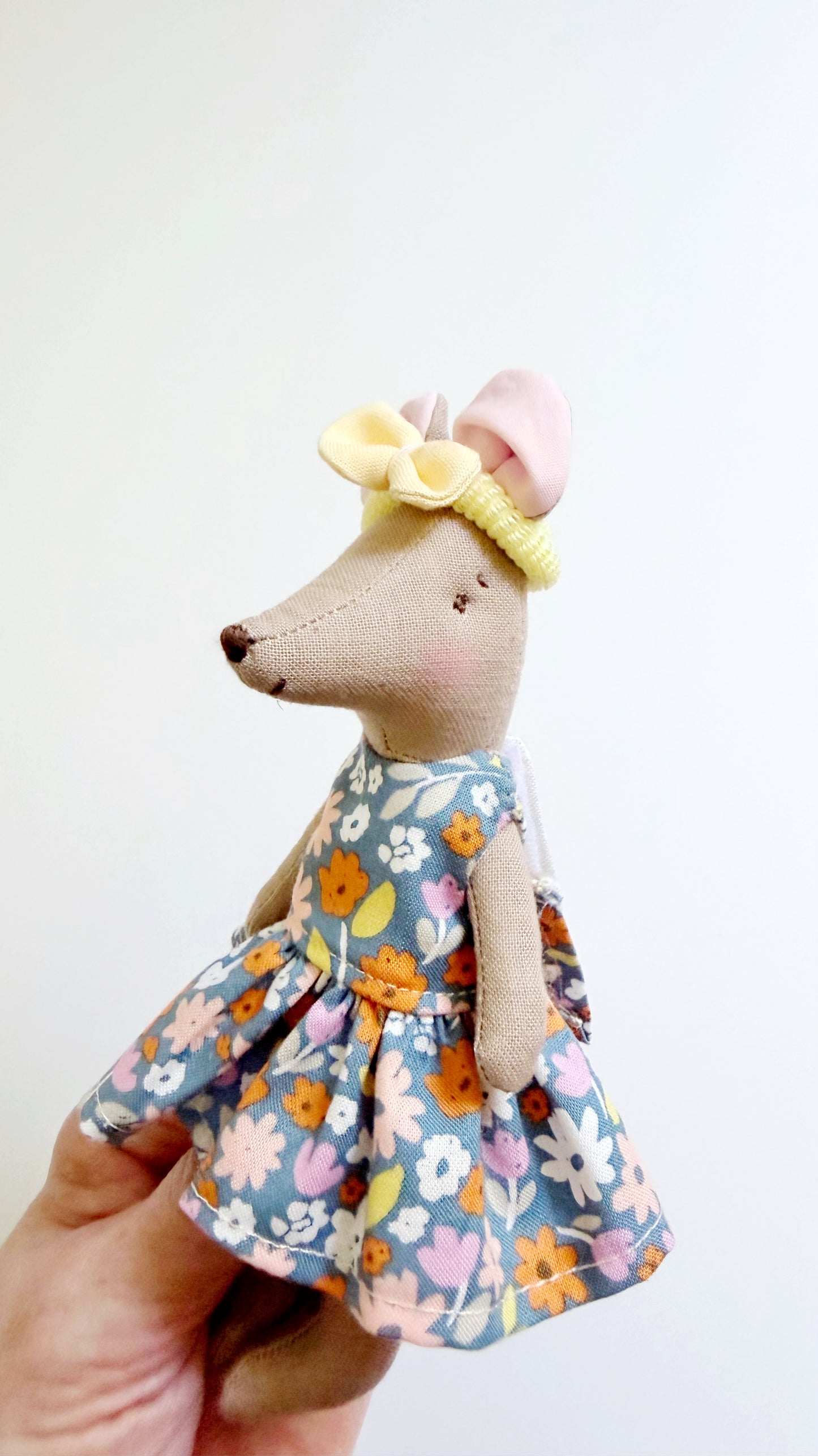 Floral Dress Pocket Mouse, Mouse Doll,  Mouse Doll