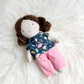 Mini Girl Doll, Girl Doll, Brown Hair Doll, Dollhouse Doll