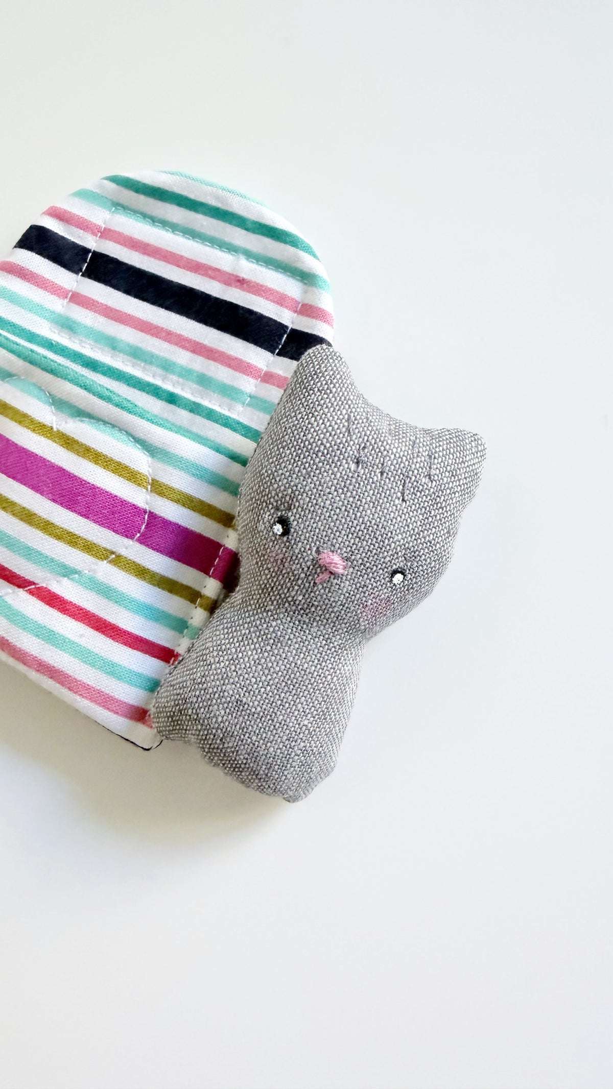 Cat cozy pal, cat doll, Pocket Pal, Animal in a Bed