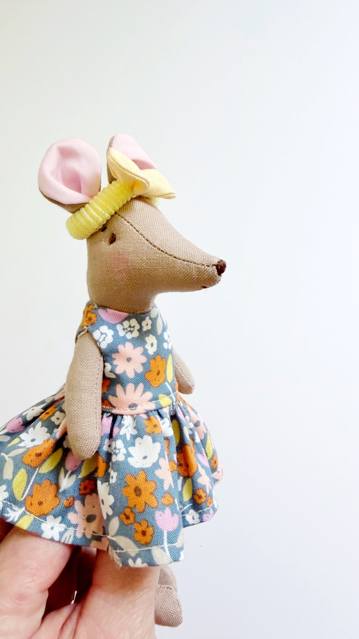 Floral Dress Pocket Mouse, Mouse Doll,  Mouse Doll