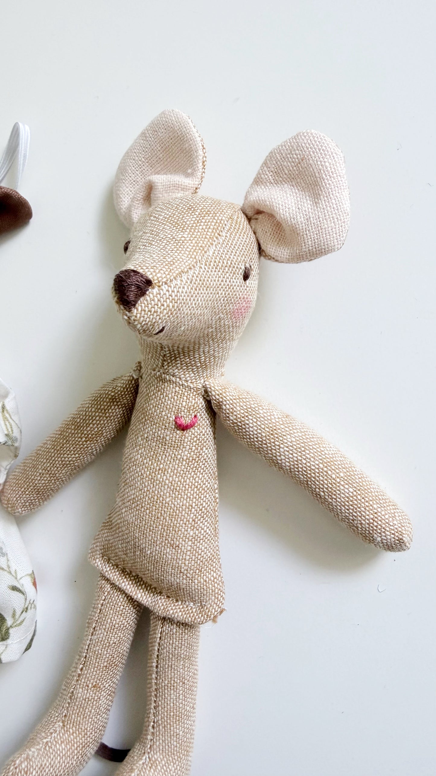 Brown Floral Pocket Mouse, Mouse Doll,  Mouse Doll