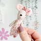 Baby Mouse Doll, Tiny Mouse, Mouse Family, Pink Floral mouse