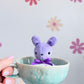Purple Tea Cup Bunny, Bunny Doll, Purple Bunny,Bunny Plushie