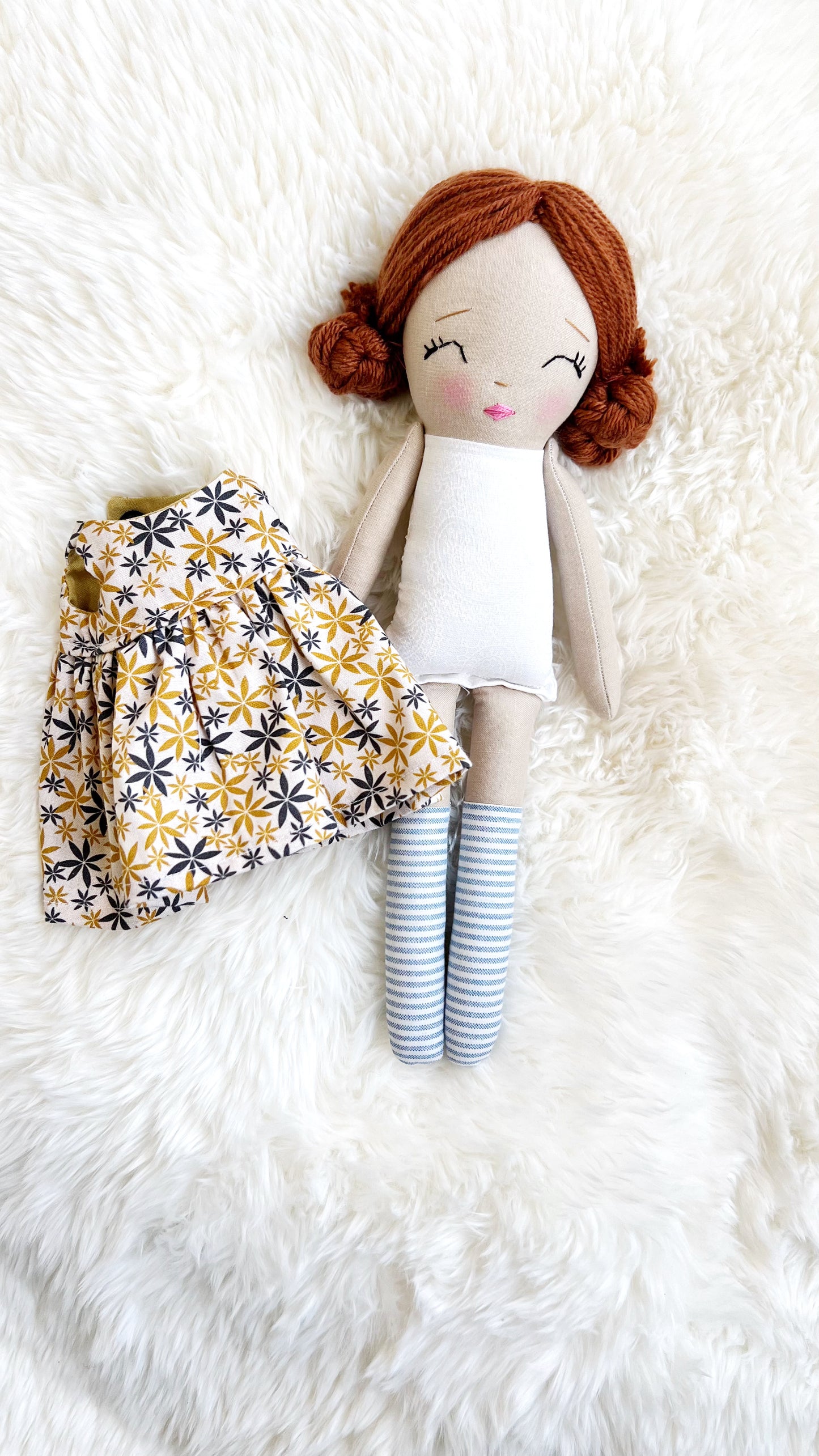 Heirloom Doll, Handmade Doll, Dress Up Doll, Yarn Haired Doll