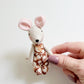 Baby Mouse Doll, Tiny Mouse, Mouse Family, Pink Floral mouse, Brown mouse