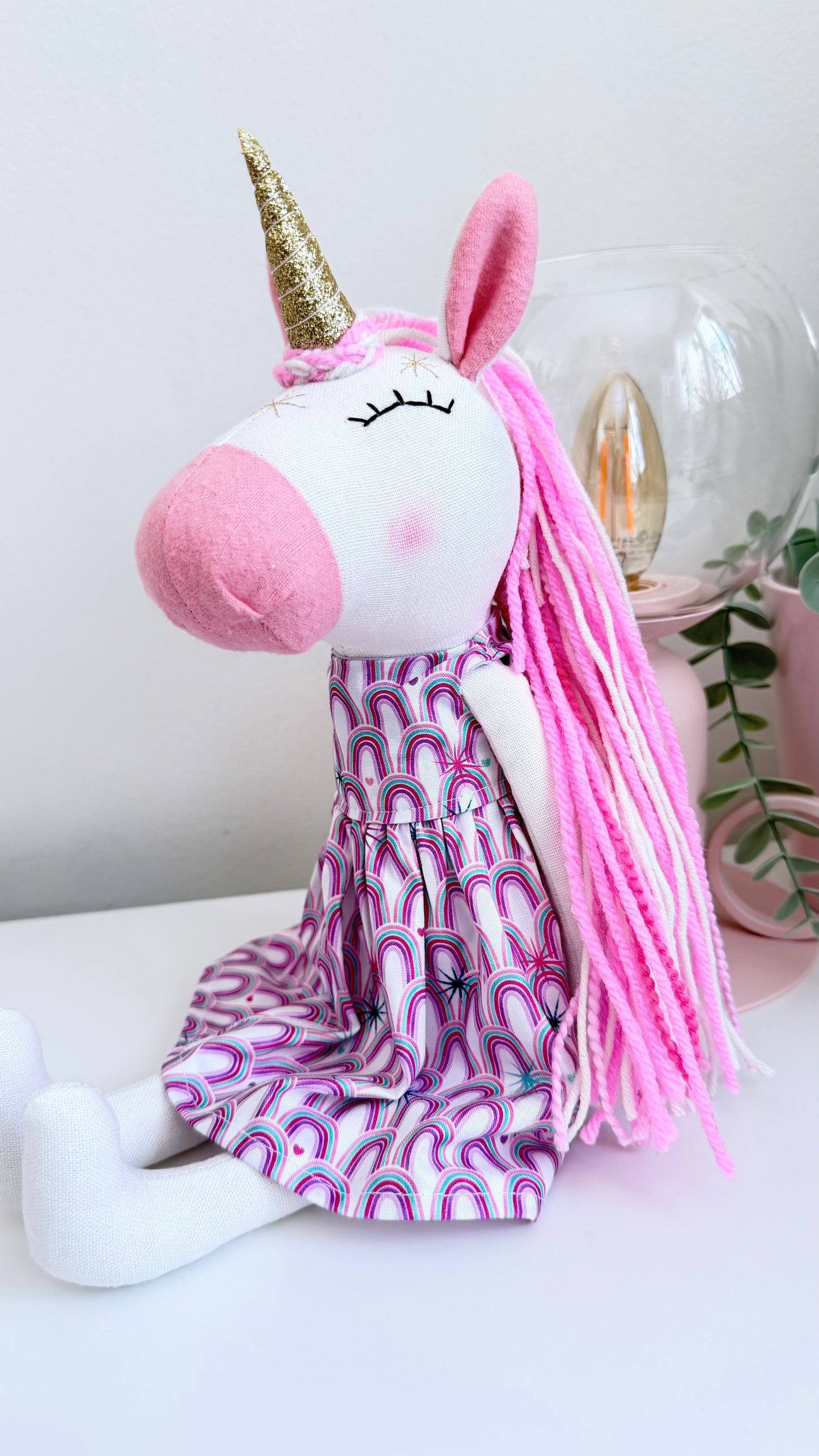 Unicorn Doll, Unicorn Fabric Doll, Textile Unicorn