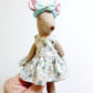 Blue floral Dress Pocket Mouse, Mouse Doll,  Mouse Doll