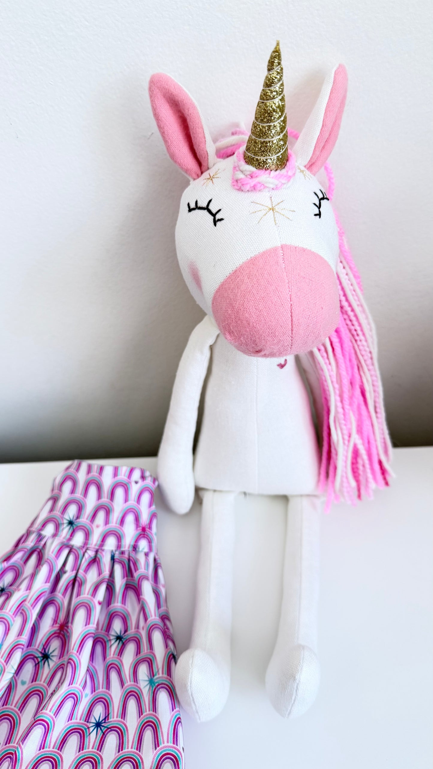 Unicorn Doll, Unicorn Fabric Doll, Textile Unicorn