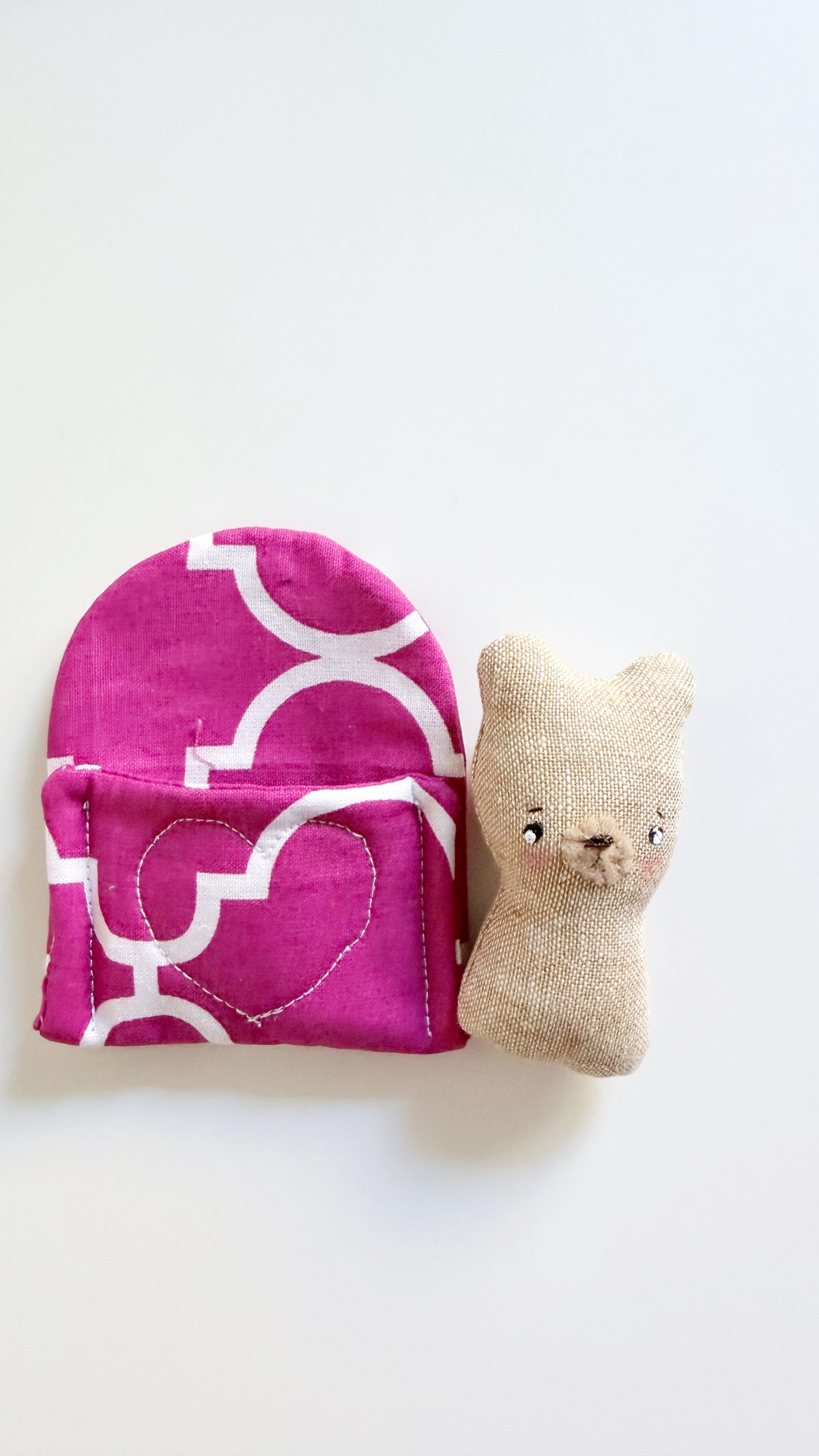Puppy cozy pal, Bear doll, Pocket Pal, Animal in a Bed