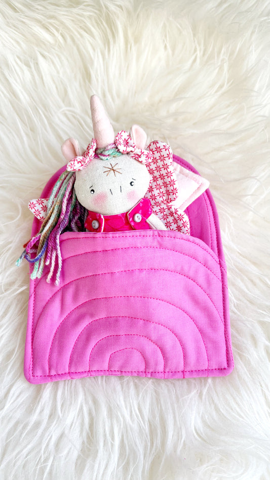 #6 Unicorn Doll, Rainbow Bed