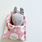 Bunny cozy pal, bunny doll, Pocket Pal, Animal in a Bed