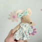 Blue Floral Pocket Mouse, Mouse Doll, Blue Mouse Doll