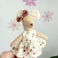 Brown Floral Pocket Mouse, Mouse Doll,  Mouse Doll