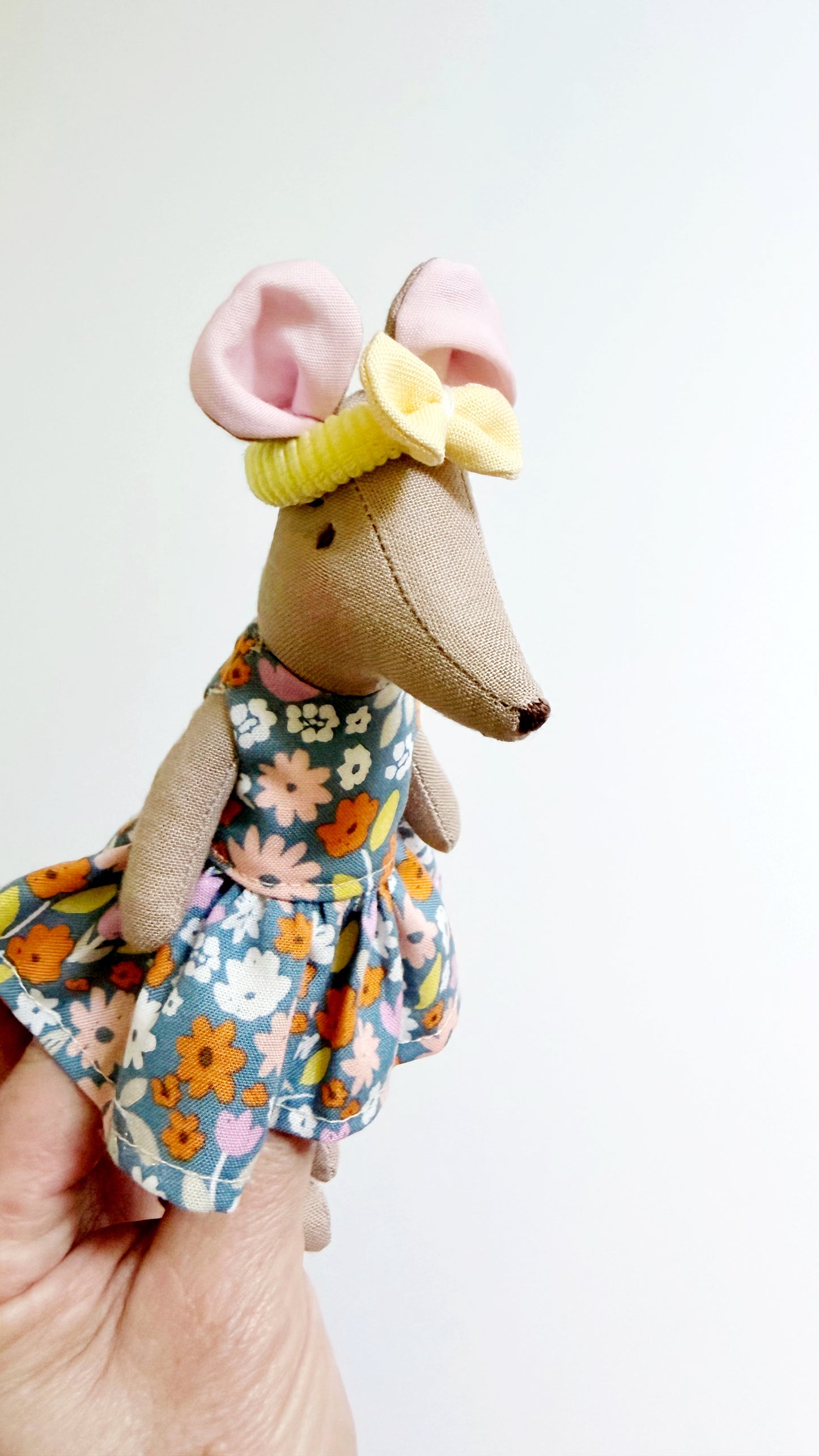 Floral Dress Pocket Mouse, Mouse Doll,  Mouse Doll