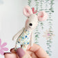 Baby Mouse Doll, Tiny Mouse, Mouse Family, Pink Floral mouse, Brown mouse, Green floral mouse